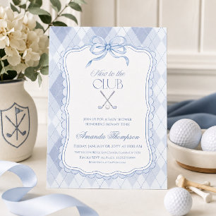 New to the Club Blue Golf Baby Shower Invitation