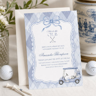 New to the Club Blue Golf Cart Baby Shower Invitation