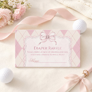 New to the Club Girl Pink Golf Baby Shower Diaper Enclosure Card