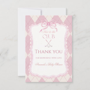 New to the Club Girl Pink Golf Baby Shower Thank You Card