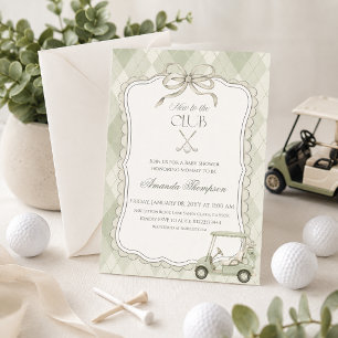New to the Club Golf Cart Baby Shower Invitation