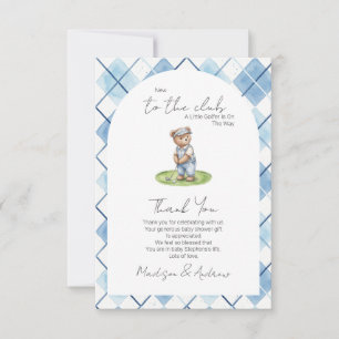 New To The Club Golfing Bear Baby Shower  Thank You Card
