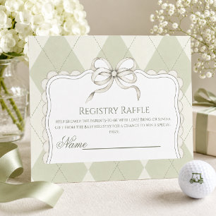 New To The Club Green Golf Baby Shower Registry Enclosure Card