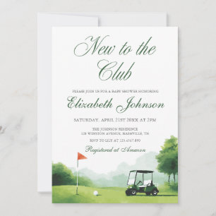 New to the Club Modern Golf Watercolor Baby Shower Invitation