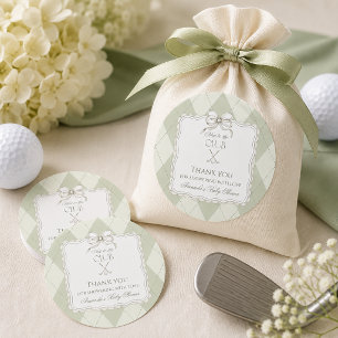 New To The Club Olive Green Golf Baby Shower Classic Round Sticker