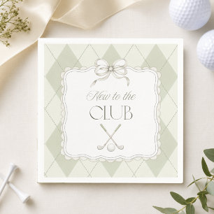 New To The Club Olive Green Golf Baby Shower Decor Napkin