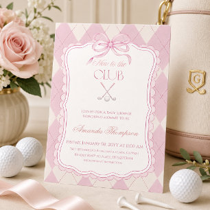 New to the Club Pink Golf Baby Shower Invitation