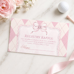 New to the Club Pink Golf Baby Shower Registry Enclosure Card
