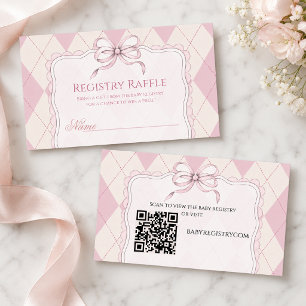 New to the Club Pink Golf Baby Shower Registry QR Enclosure Card