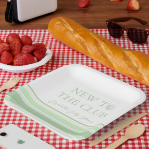 New To The Club Preppy Baby Shower Paper Plate