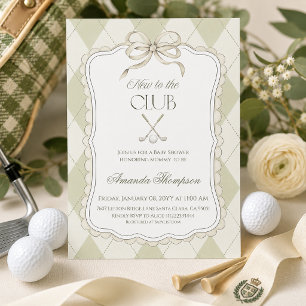 New to the Club Sage Green Golf Baby Shower Invitation
