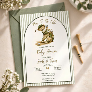 New to the Club Teddy Bear Golf Baby Shower Invitation