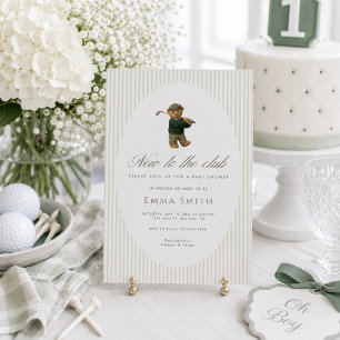 New to the Club Vintage Teddy Bear Golfer Preppy  Invitation