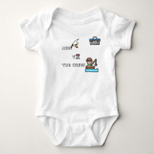 "New to the Crew" BLUE Customisable Fishing  Baby Bodysuit