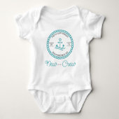New to the Crew Nautical Teal Boat Anchor Custom Baby Bodysuit (Front)
