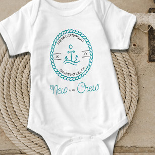 New to the Crew Nautical Teal Boat Anchor Custom Baby Bodysuit