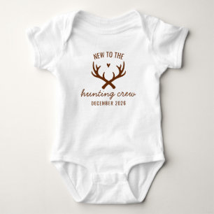New to the Hunting Crew Custom Month Year Baby Bodysuit
