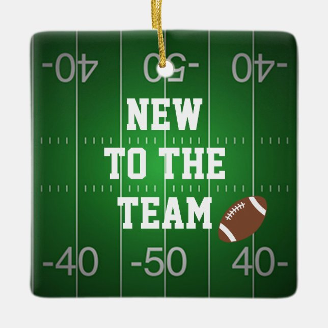 New To The Team ~ Baby's 1st Christmas Football Ceramic Ornament (Front)