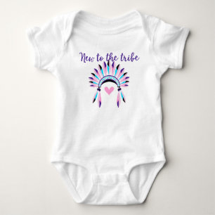 New To The Tribe Native American Purple Pink Baby Bodysuit