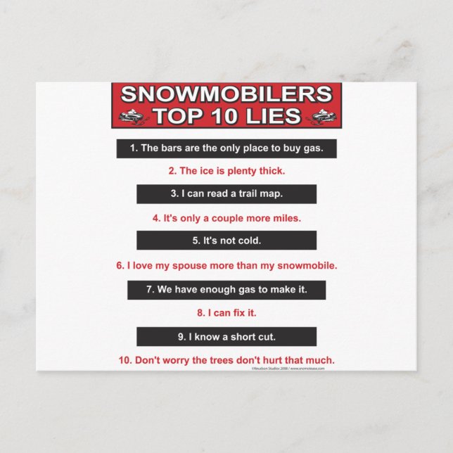 New-top-10-lies-Large-Red Postcard (Front)