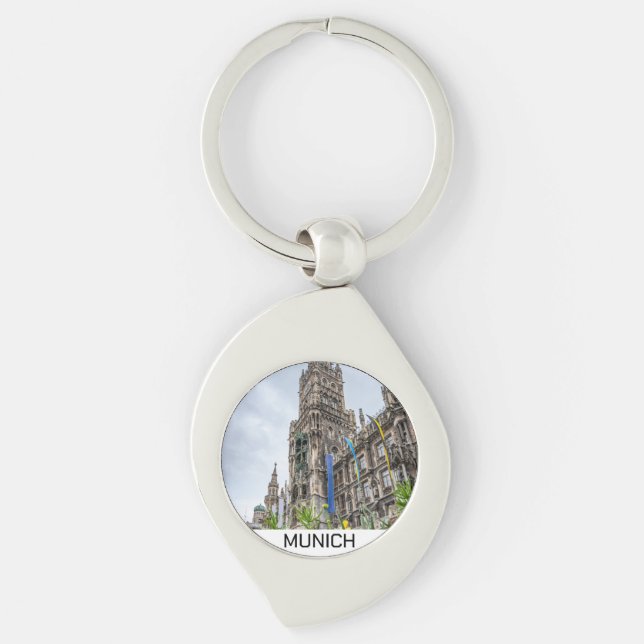 New Town Hall tower in Munich, Germany Key Ring (Front)