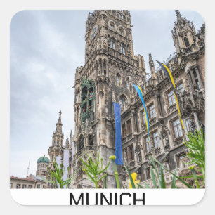 New Town Hall tower in Munich, Germany Square Sticker