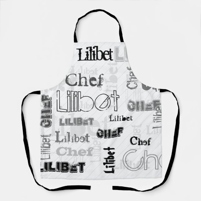NEW! Trendy Named CHEF Wordcloud Urban Chic Apron (Front)