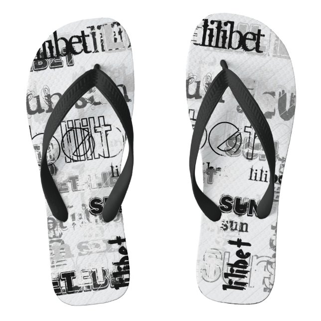 NEW! Trendy Named Wordcloud Urban Chic Sun Seeker Flip Flops (Footbed)