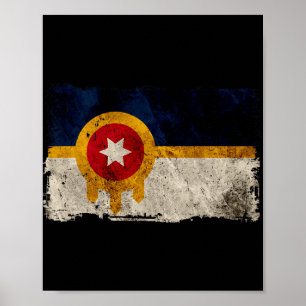 New Tulsa Flag Vintage Distressed Tulsa Oklahoma  Poster