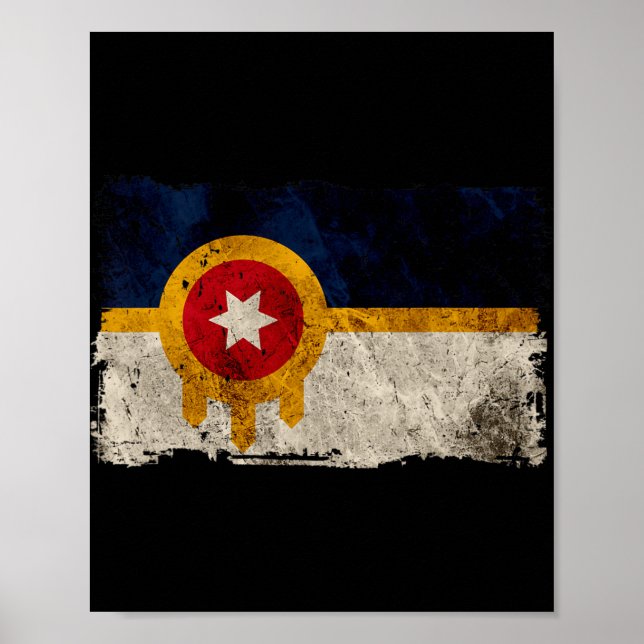 New Tulsa Flag Vintage Distressed Tulsa Oklahoma  Poster (Front)