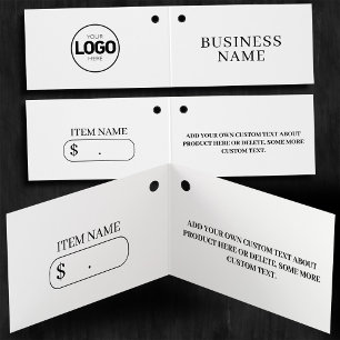 New Two Fold White Clothing Price Logo Hang Tag