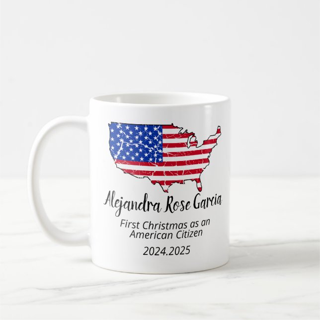 New U.S. Citizen – American Map Citizenship Day Coffee Mug (Left)