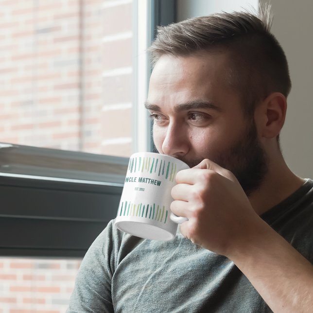 New Uncle Abstract Green Stripes Personalised Coffee Mug (Creator Uploaded)