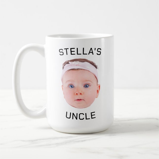 New Uncle Gift Mug, Custom Baby Face Photo Gift Coffee Mug (Left)