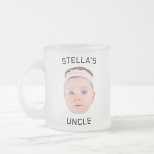 New Uncle Gift Mug, Custom Baby Face Photo Gift Frosted Glass Coffee Mug