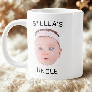 New Uncle Gift Mug, Custom Baby Face Photo Gift Large Coffee Mug