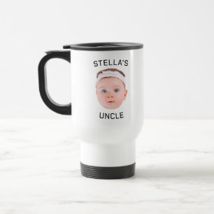 New Uncle Gift Mug, Custom Baby Face Photo Gift Travel Mug