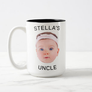 New Uncle Gift Mug, Custom Baby Face Photo Gift Two-Tone Coffee Mug