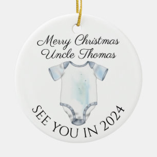 New Uncle new baby pregnancy announcement design Ceramic Tree Decoration