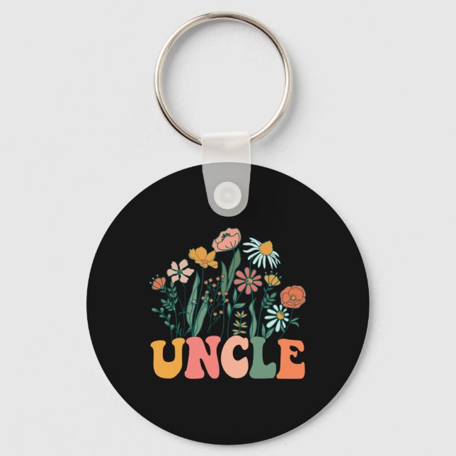 New Uncle Wildflower First Birthday &amp; Baby Sho Key Ring (Front)