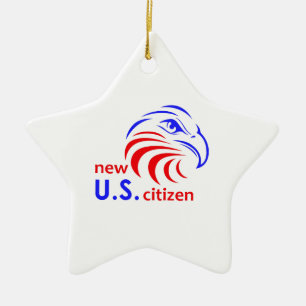 NEW US CITIZEN CERAMIC TREE DECORATION