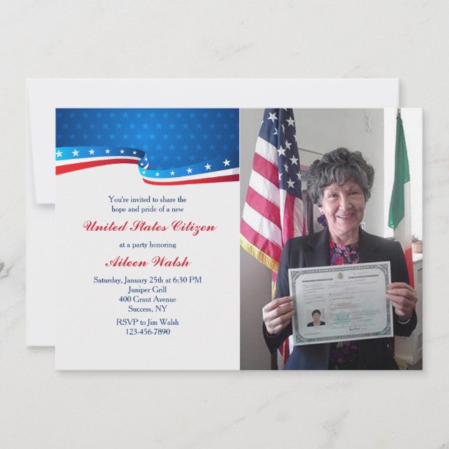New US Citizen Party Photo Invitation (Front)