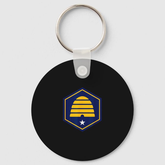 New Utah Flag - State Flag Of Ut Beehive Logo Retr Key Ring (Front)
