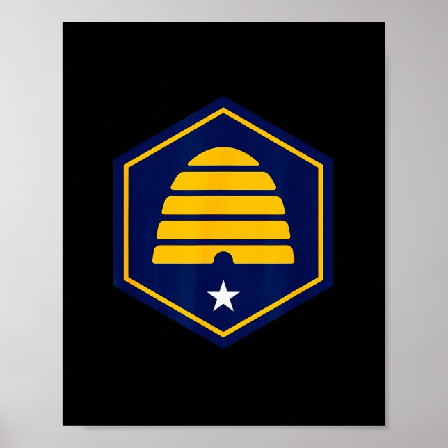 New Utah Flag - State Flag Of Ut Beehive Logo Retr Poster (Front)