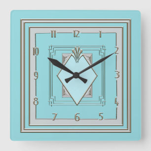 New Very Art Deco Clock in Blue and Silver.