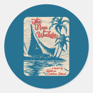 New Waikiki Tiki Bar Hawaiian Style Retro 50s Styl Classic Round Sticker