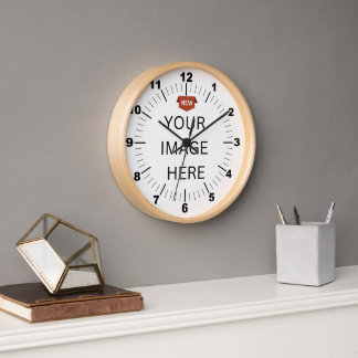 NEW! Wall Clock, 10" Round Natural Wood Frame Clock