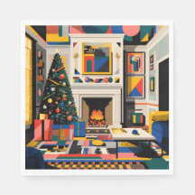 New Wave 1980s Pop Art Christmas Napkins