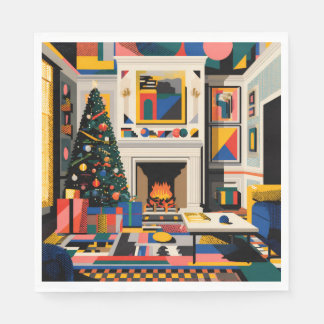 New Wave 1980s Pop Art Christmas Napkins