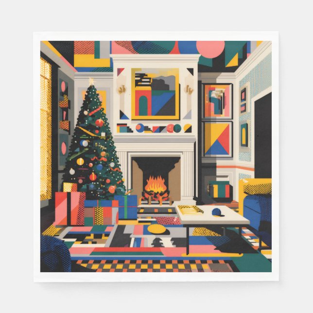 New Wave 1980s Pop Art Christmas Napkins (Front)